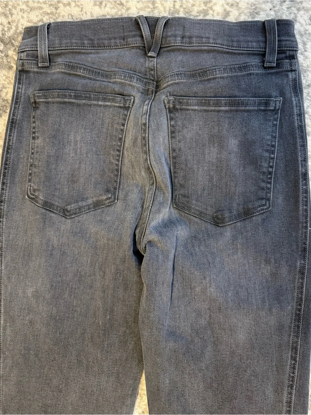 Veronica Beard Beverly Skinny Flare High Rise Jeans Size 27 Charcoal Gray Button
